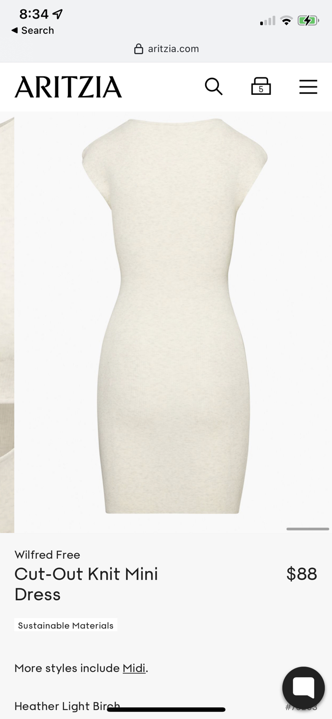 Aritzia Wilfred Free Cut-Out Knit Mini Dress image indicator(2)