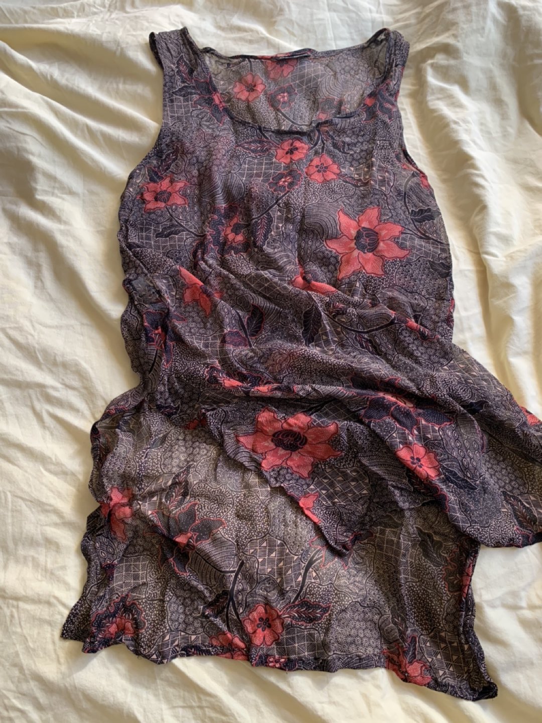 Vintage sheer long top, floral pattern image indicator(2)