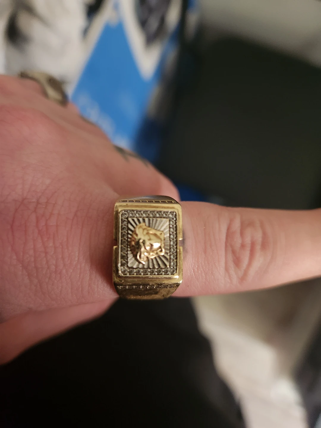 10k solid gold versace/medusa ring thumbnail