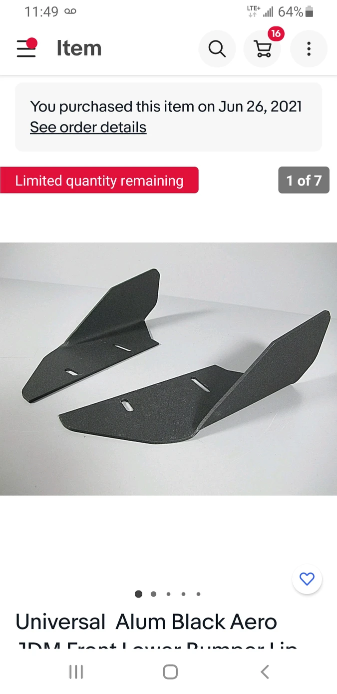 Alum Black AeroJDM front or rear lower Bumper thumbnail