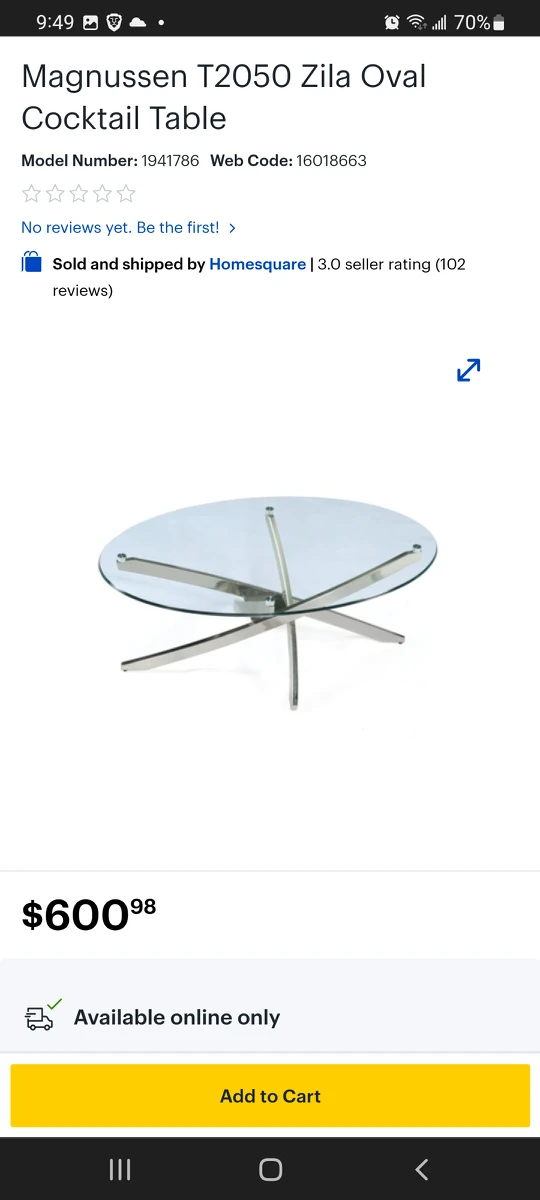 Magnussen T2050 Zila Oval Cocktail Table