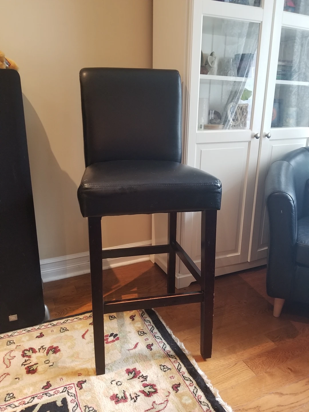 black vinyl counter height chair