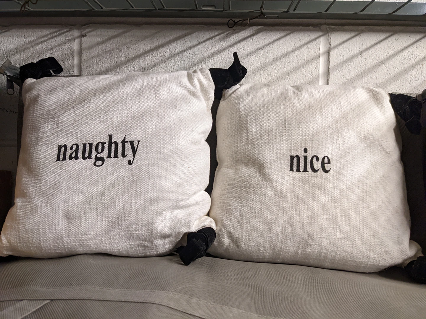 Pair of naught/nice mini pillows #freecycle thumbnail