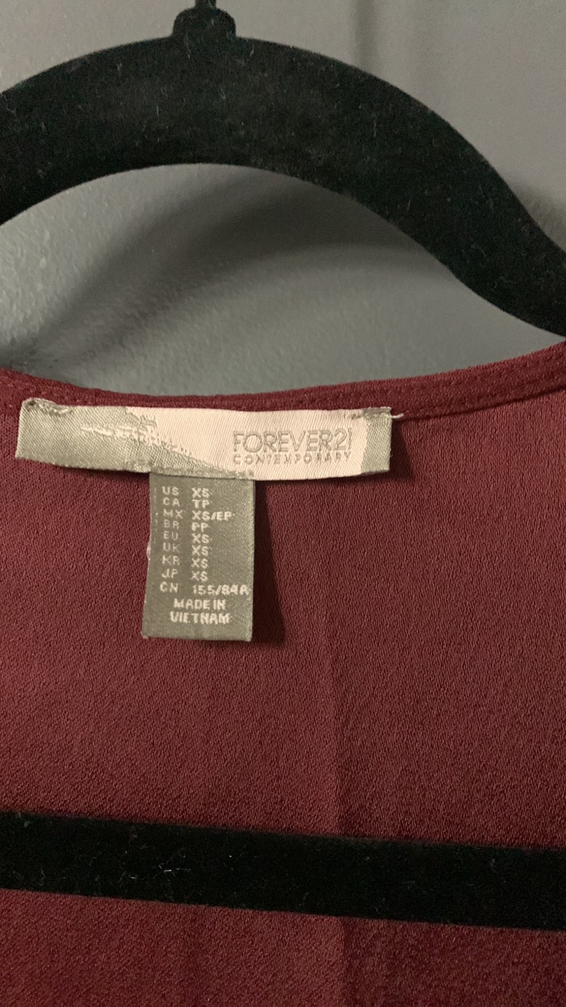 Forever 21 Contemporary kimono style maroon sweater image indicator(4)