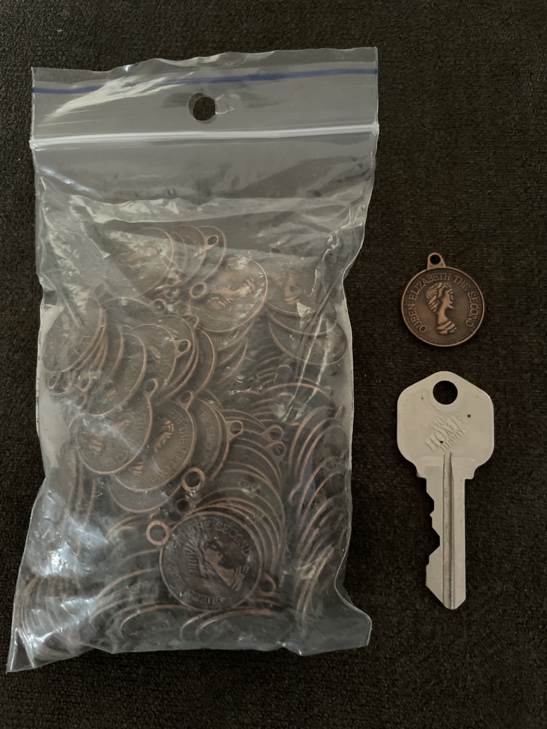 Queen Elizabeth the Second Charm Coins in Antique finish image indicator(2)