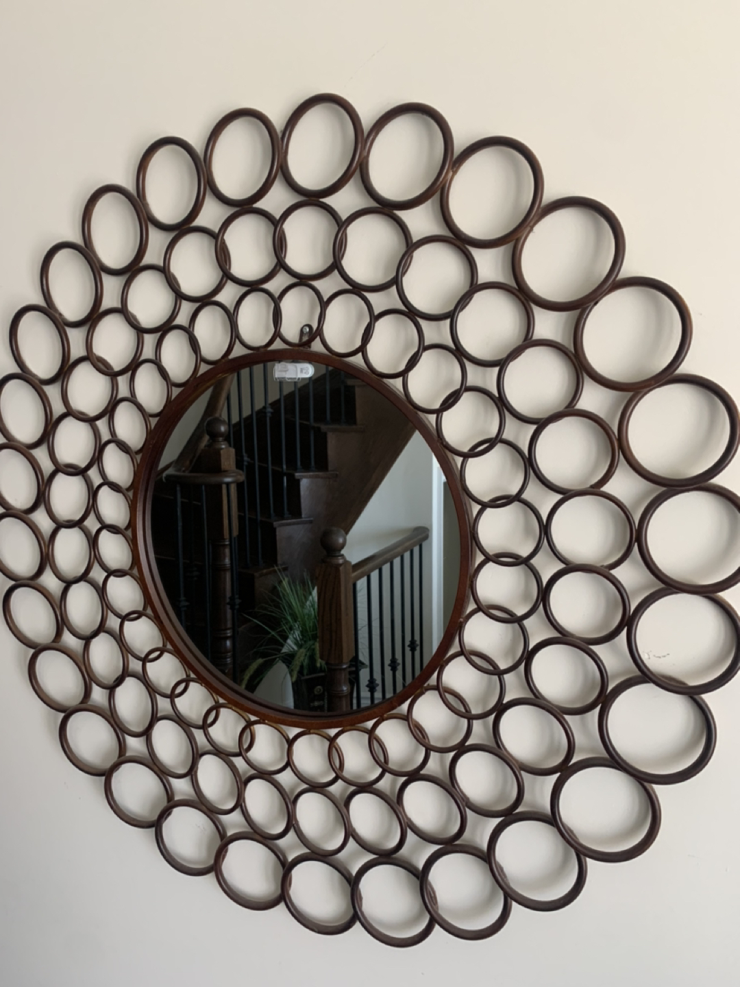 Round Brown Iron Modern Decorative Wall Mirror - photo 2