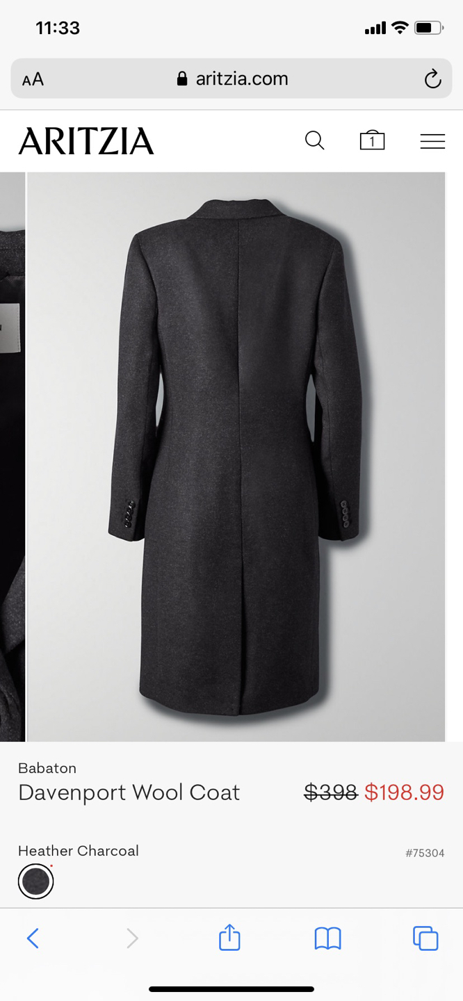 Aritzia Babaton Davenport Wool Coat, grey M - photo 2