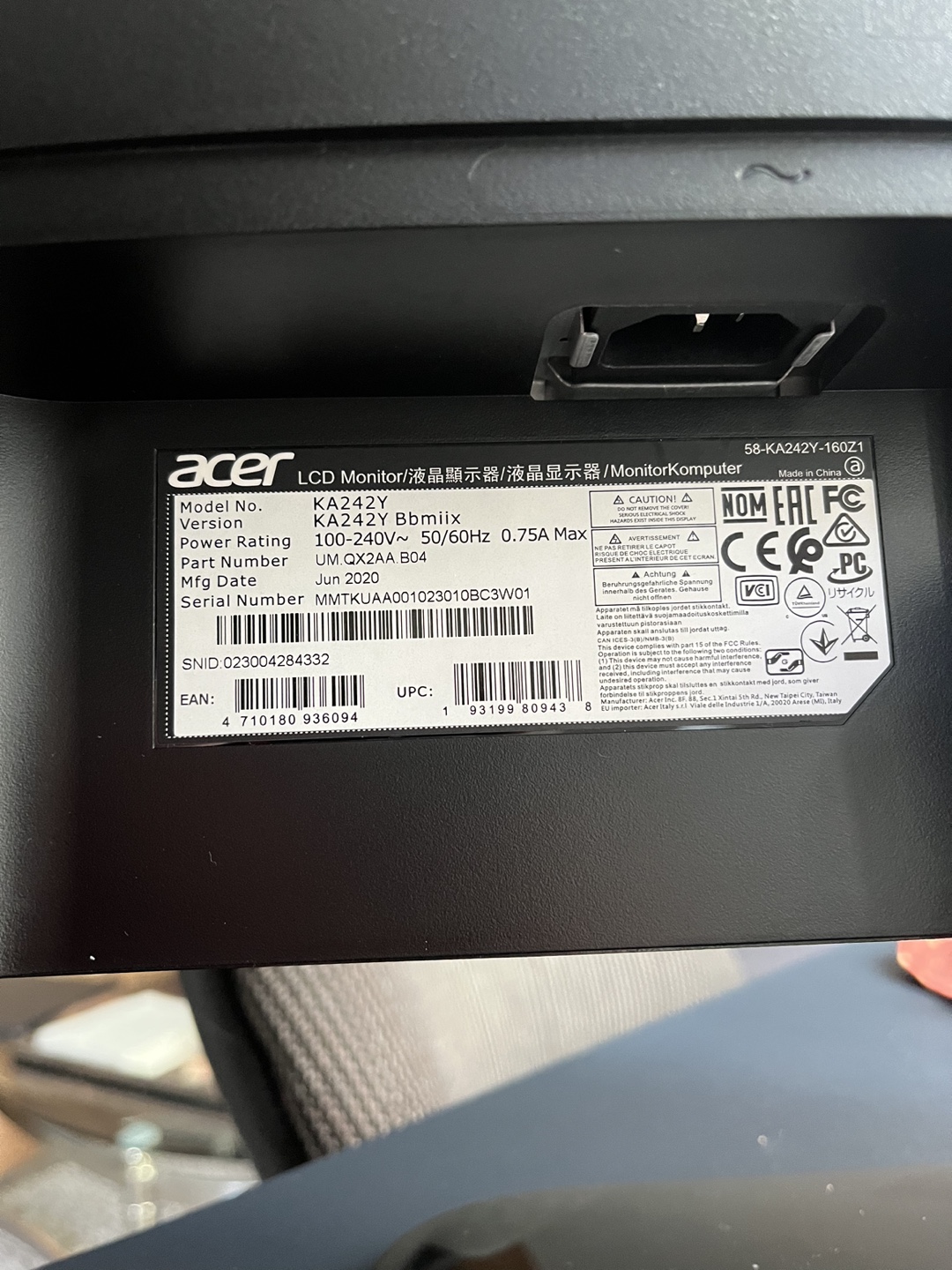 Acer 24” LCD monitor KA242Y image indicator(3)
