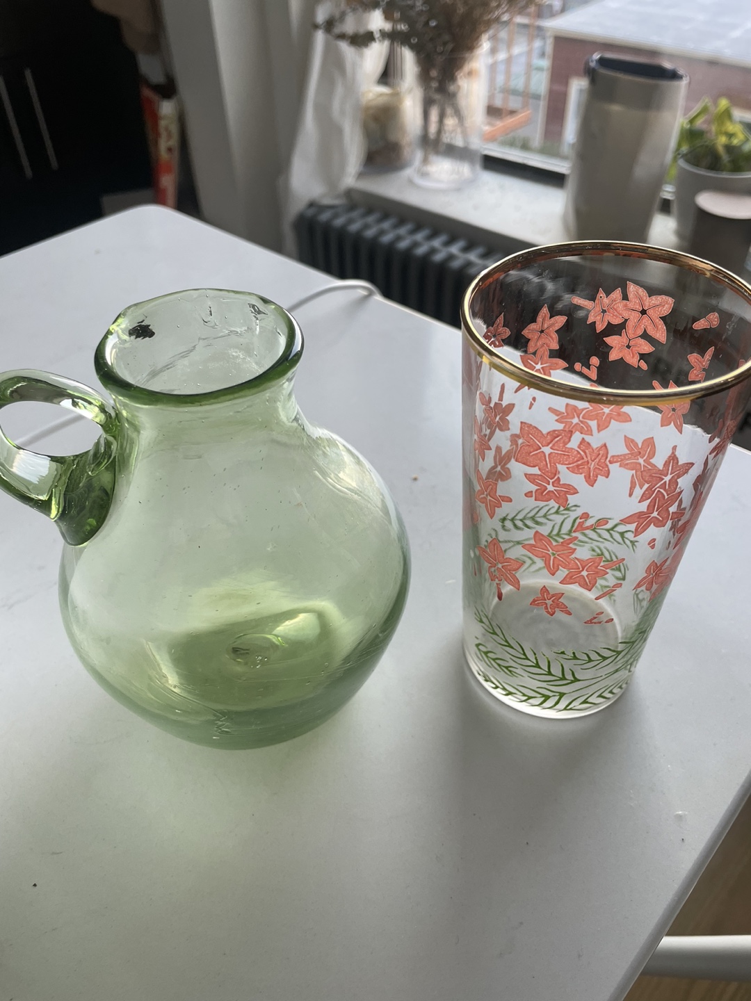 Vintage flower base/ pitcher and a flower glass - photo 3