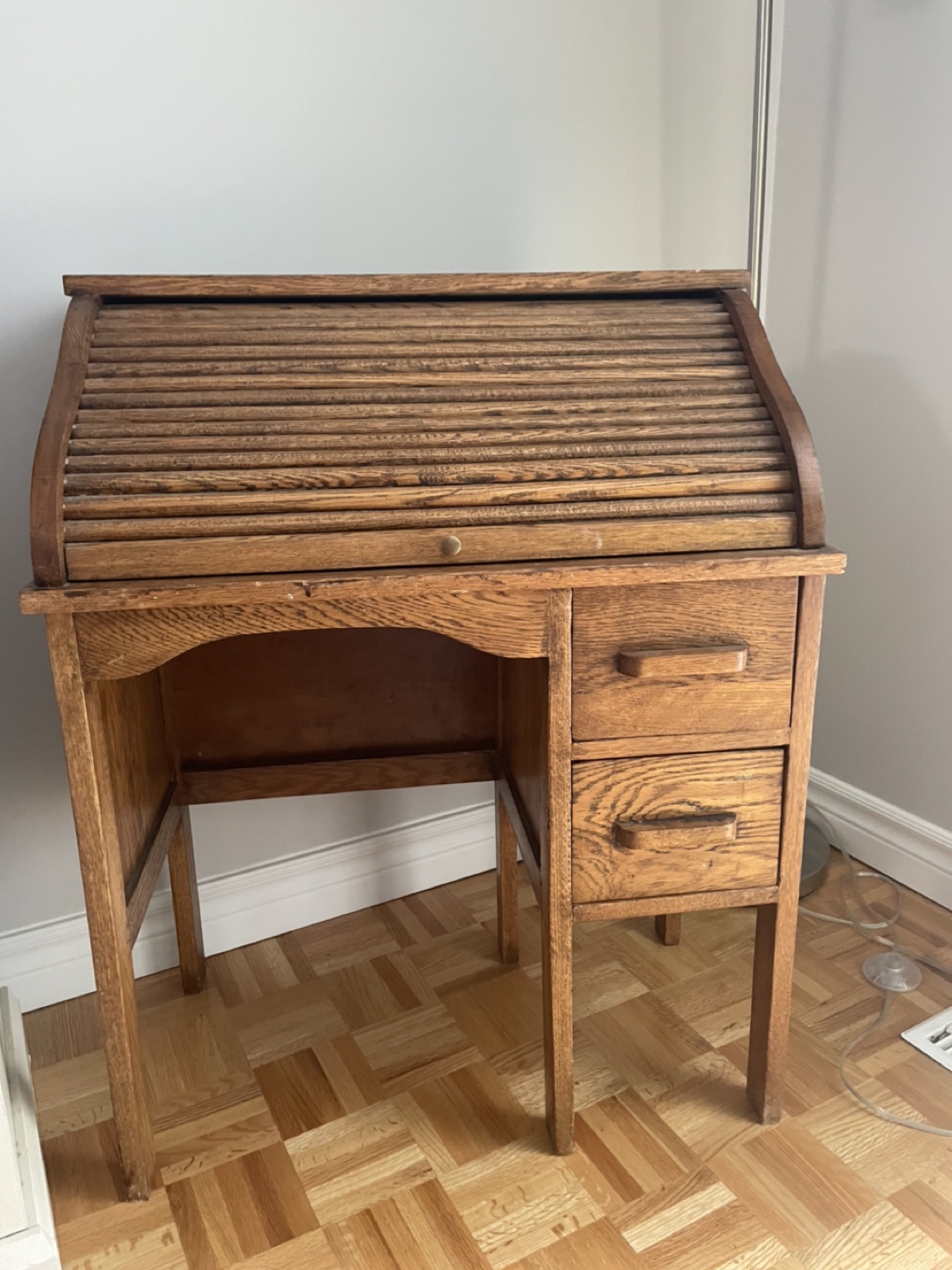 Kids oak antique desk thumbnail