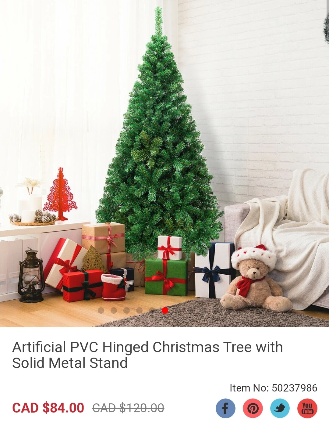 Artificial PVC Hinged Christmas Tree with Solid Metal Stand thumbnail