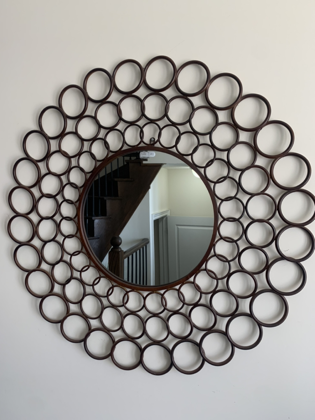 Round Brown Iron Modern Decorative Wall Mirror