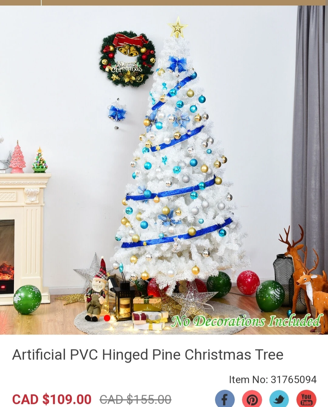Artificial PVC Hinged Pine Christmas Tree 7 FT thumbnail