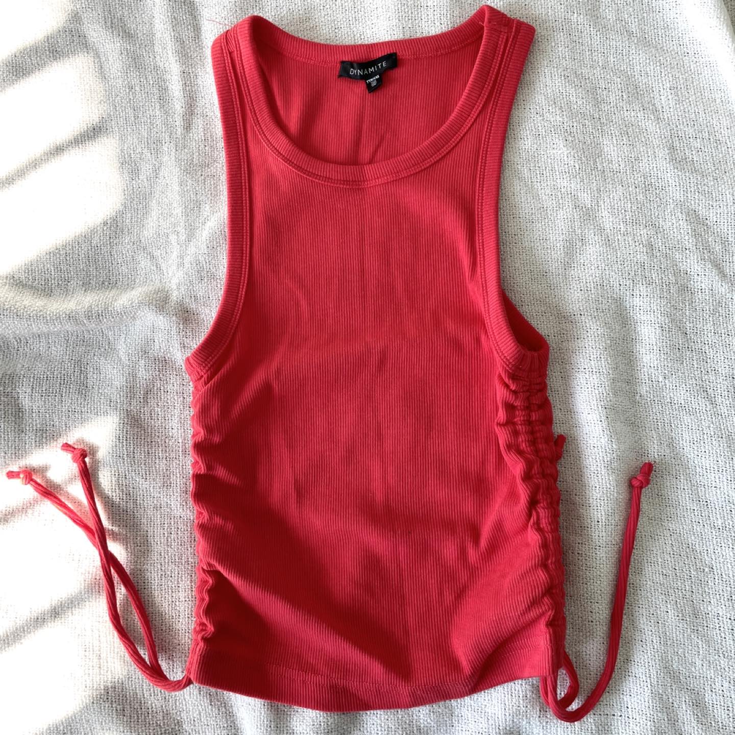 Dynamite Red Drawstring Side Rib Tank