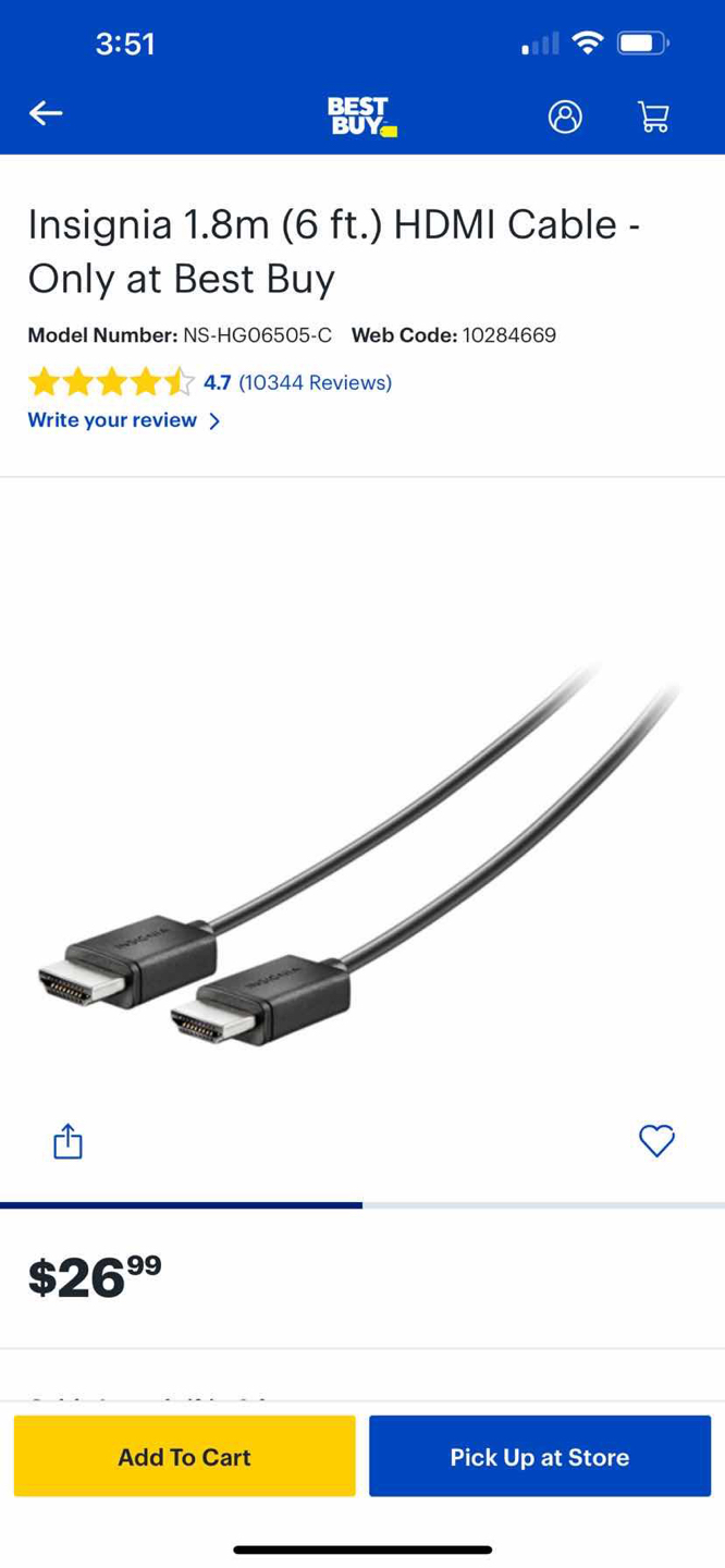 Insignia HDMI to HDMI cable 1.8m NEW image indicator(4)