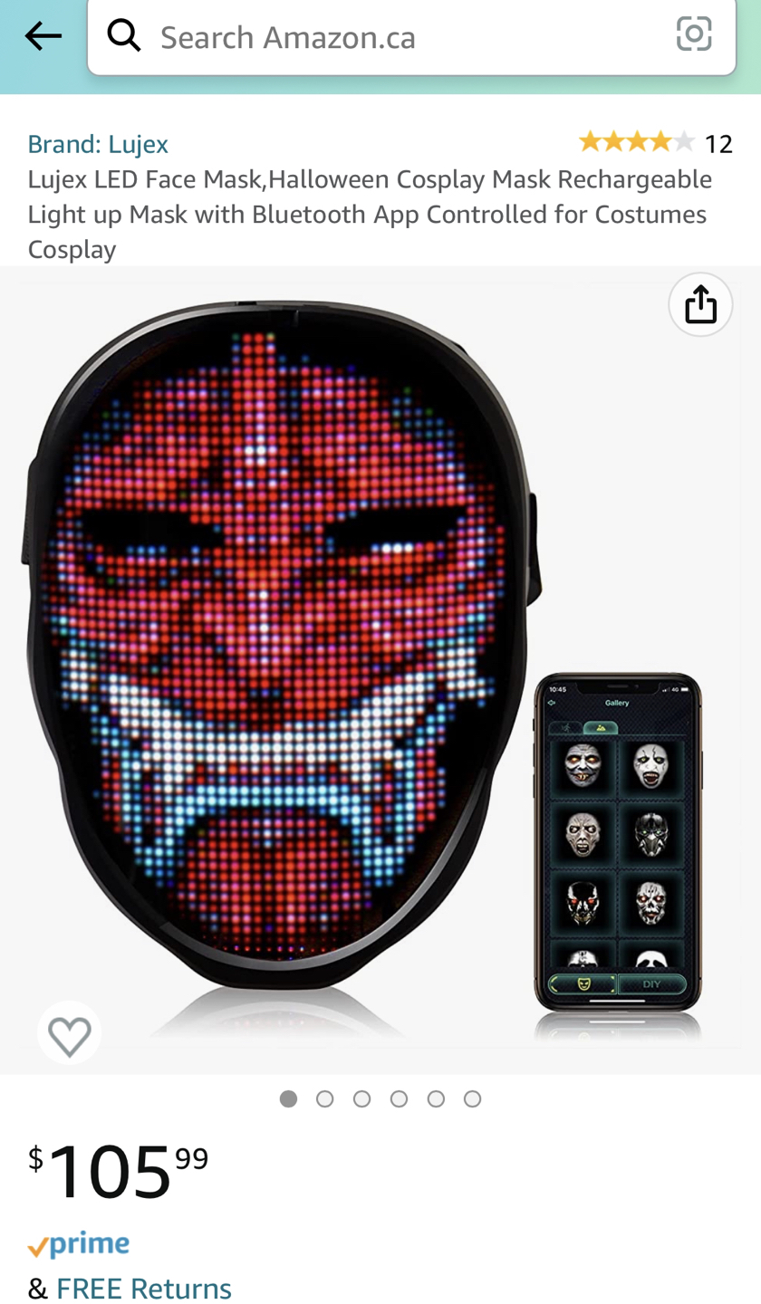 LED screen mask, Halloween cosplay toy - photo 4