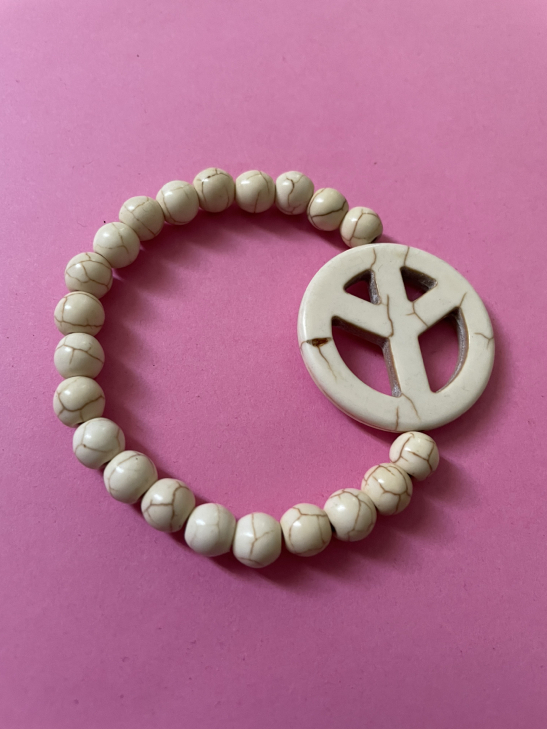 New Howlite Peace Stretchy Bracelet image indicator(2)