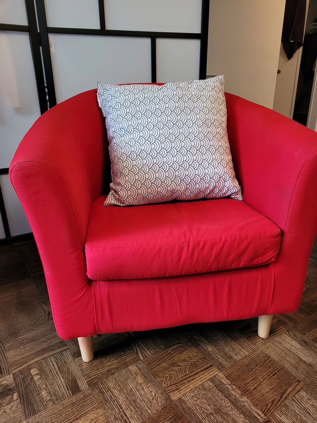 Ikea Tullsta red armchair thumbnail