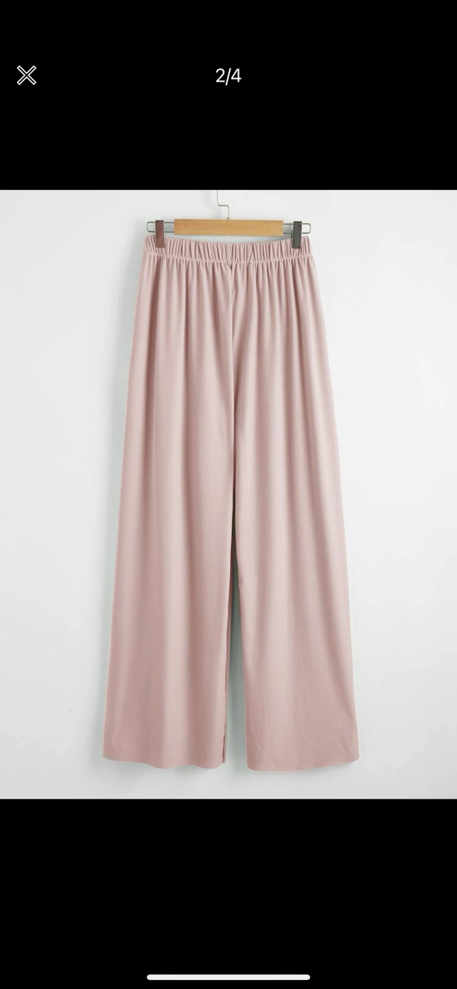 New Shein light pink wide leg lounge pants thumbnail