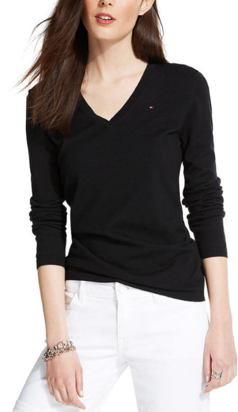 Tommy Hilfiger Black Sweater 100% Wool Size XL image indicator(2)