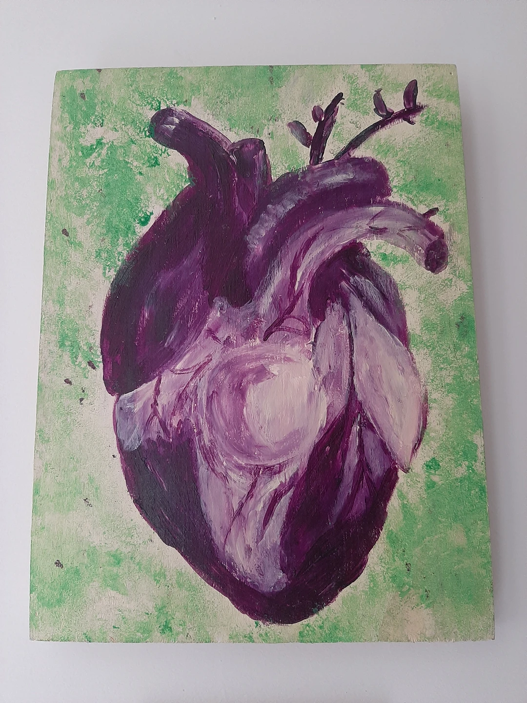 heart painting on wood panel thumbnail