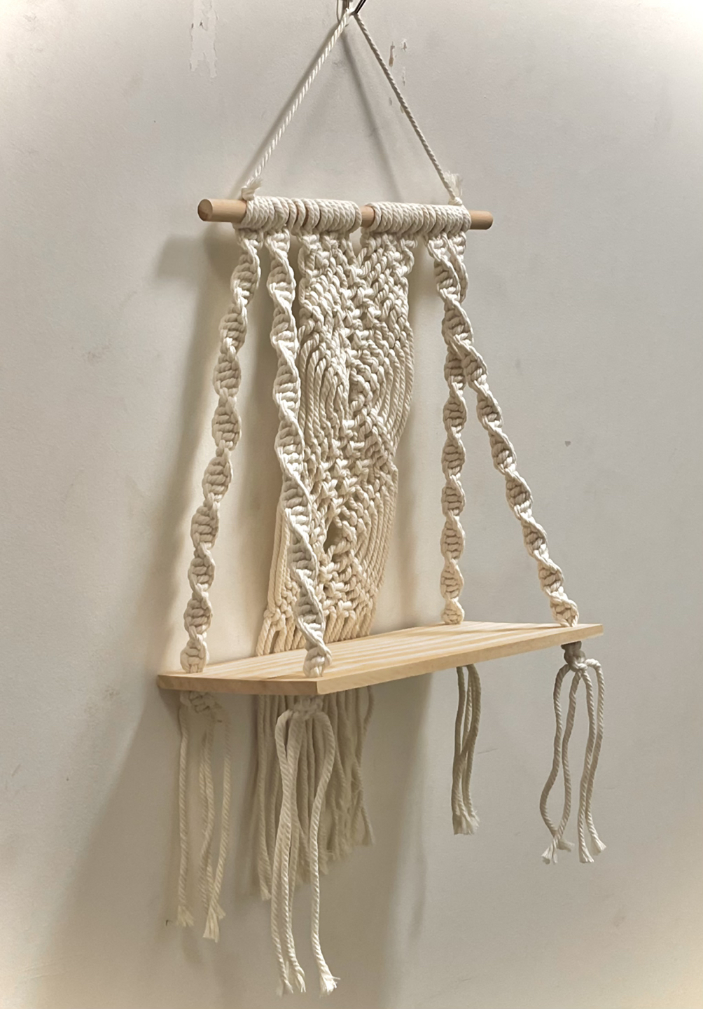 Macrame Tapestry Hanging Shelf, woven with tassels thumbnail