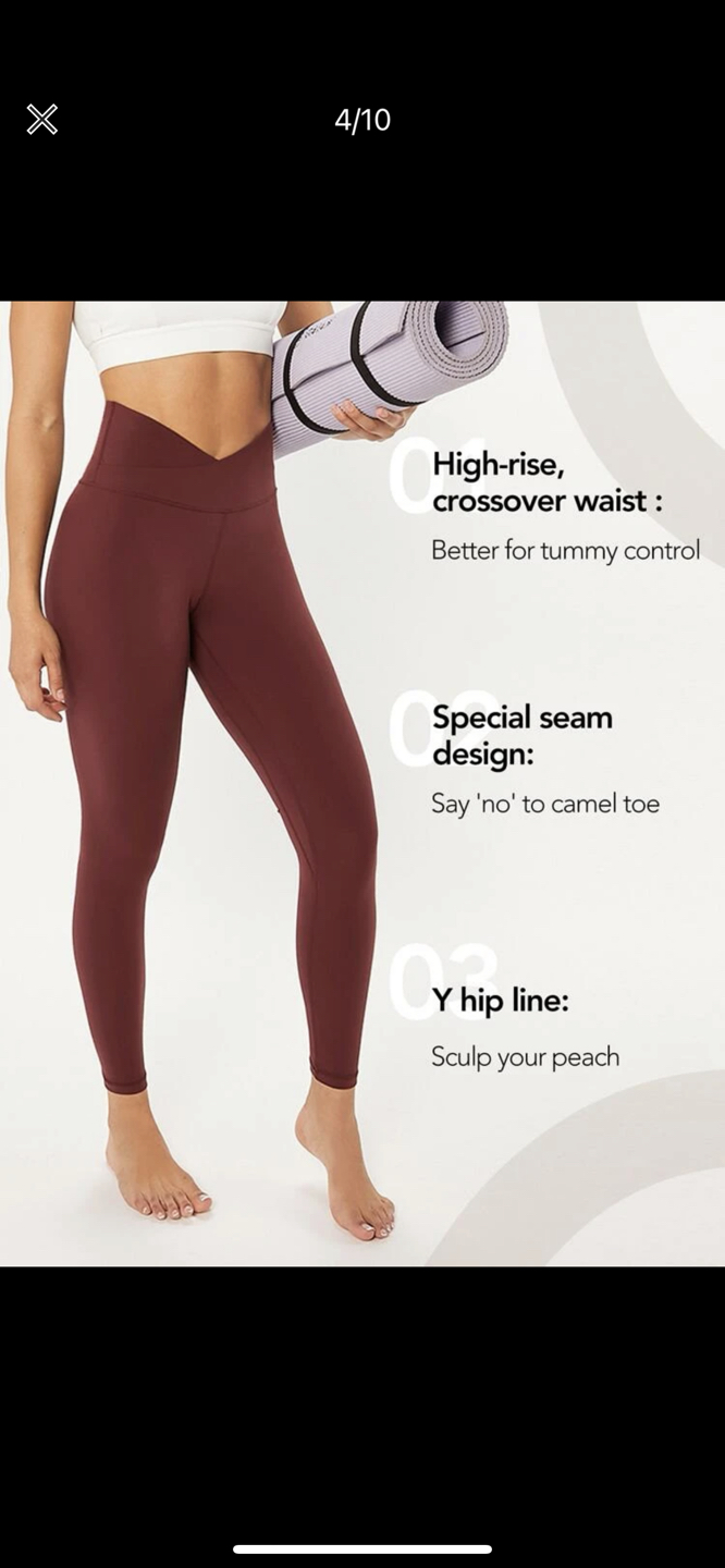 Burgundy Crossover Waist Buttery Leggings thumbnail