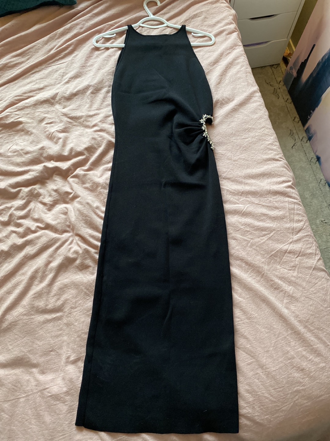 Midi high neck, bedazzled heart cut out dress - ZARA image indicator(3)