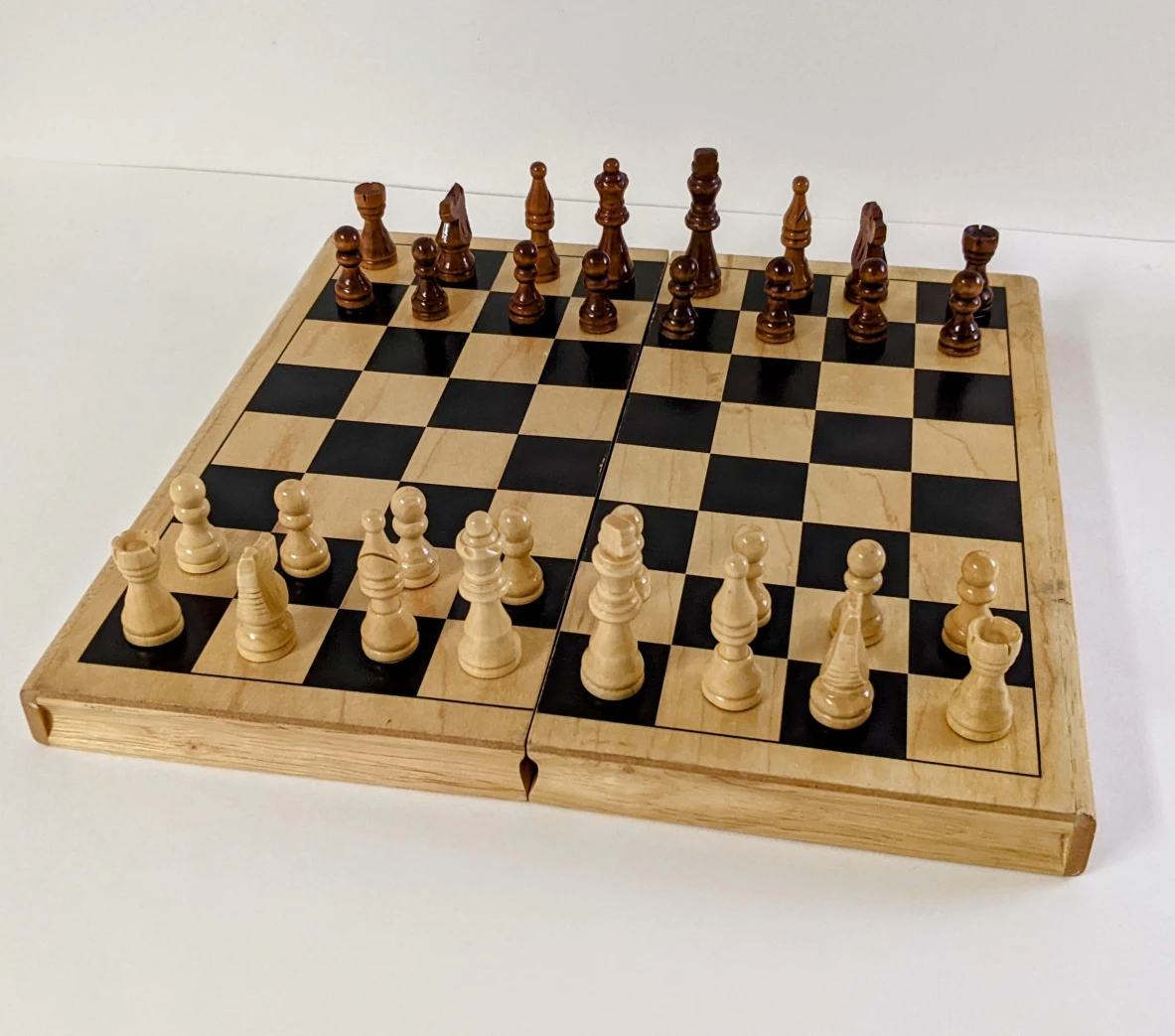 folding wooden chess set thumbnail