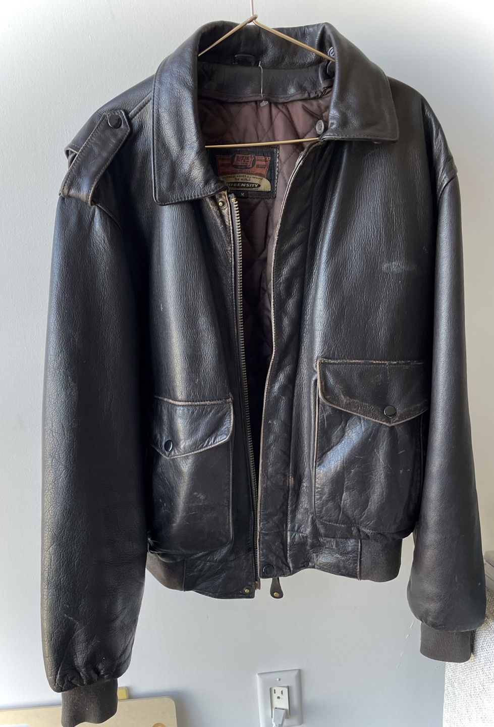 Vintage rifle leather jacket thumbnail