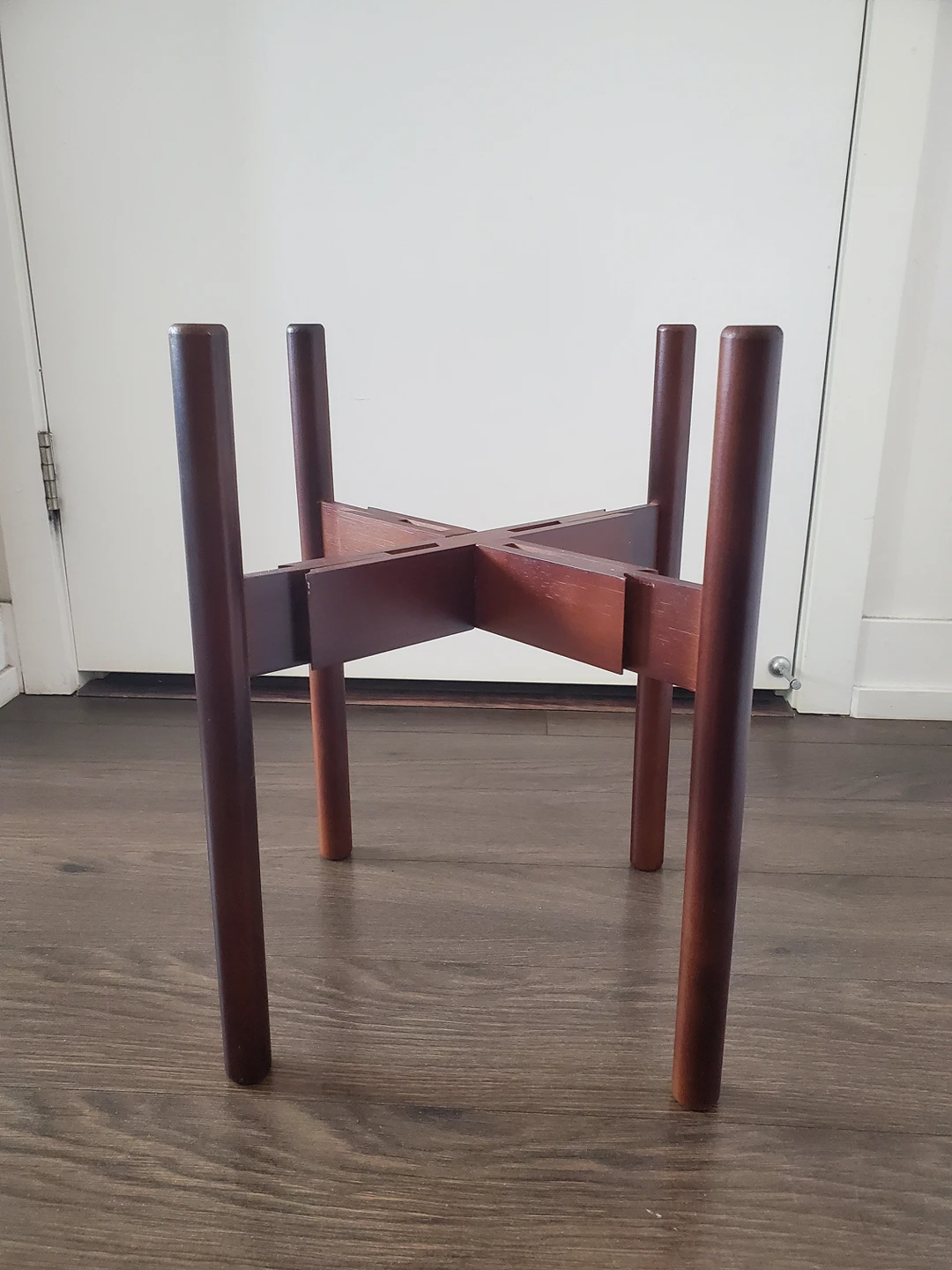 ADJUSTABLE bamboo wood plant stand (up to 12" pot) thumbnail