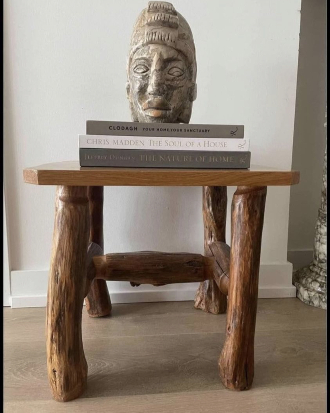 Small Rustic Canadian wooden log end table thumbnail