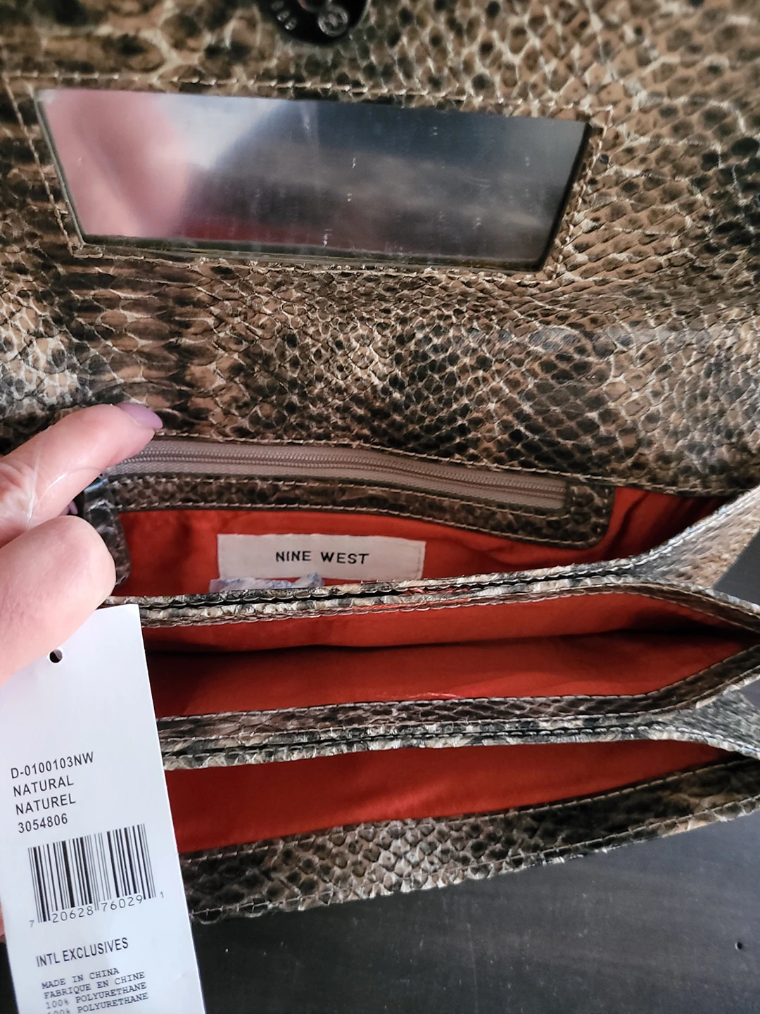 Nine West Snakeskin Clutch NWT - photo 3