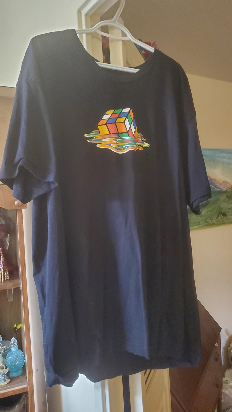 3XL Black t shirt with melting rubik's cube images