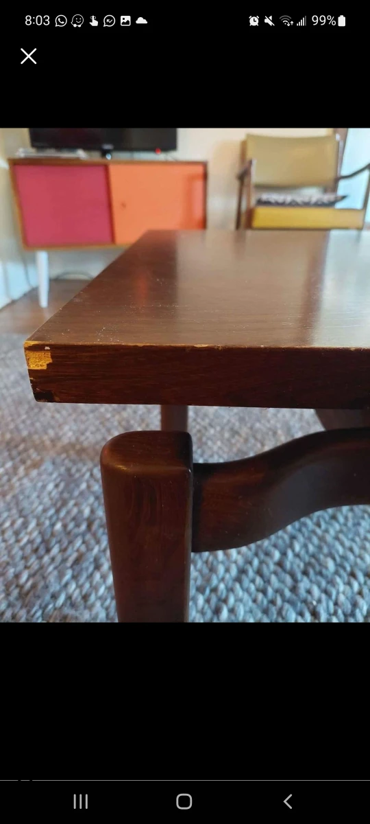 mid century solid wood side table - photo 2