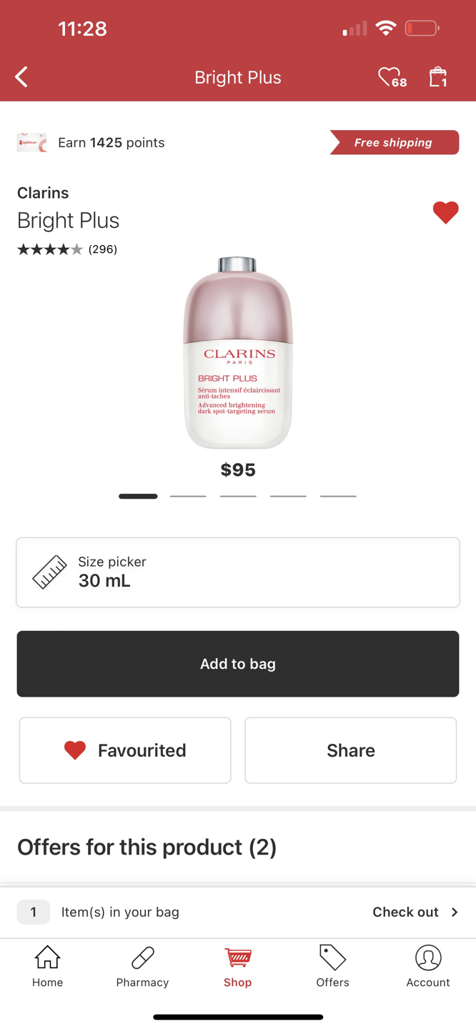 Clarins Bright Plus Serum 30ml Brand New image indicator(2)