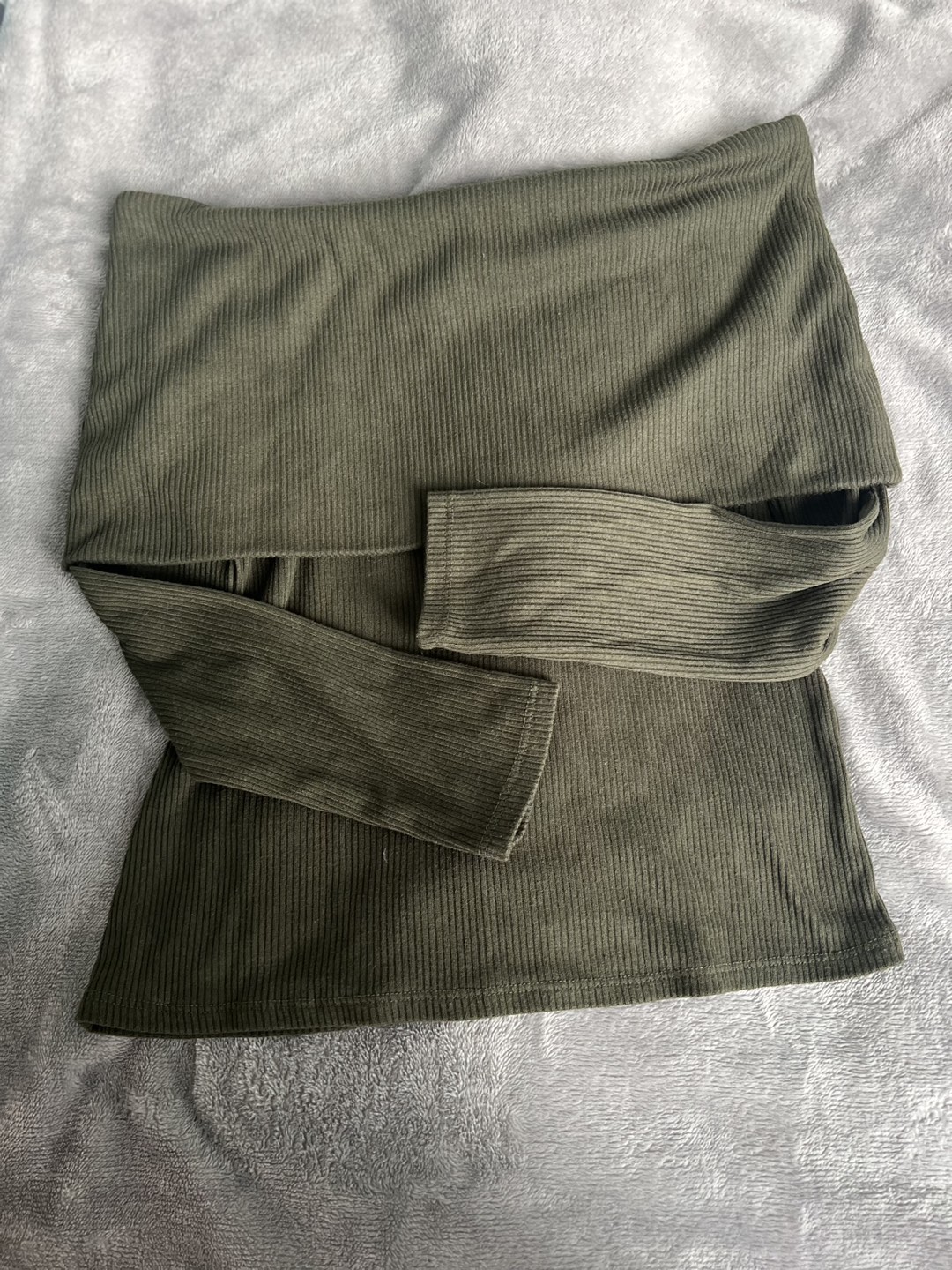 Olive green off shoulder top M