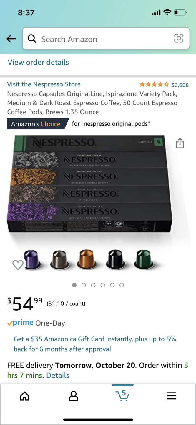 Nespresso capsules 50 pots in total. Exactly like the picture
