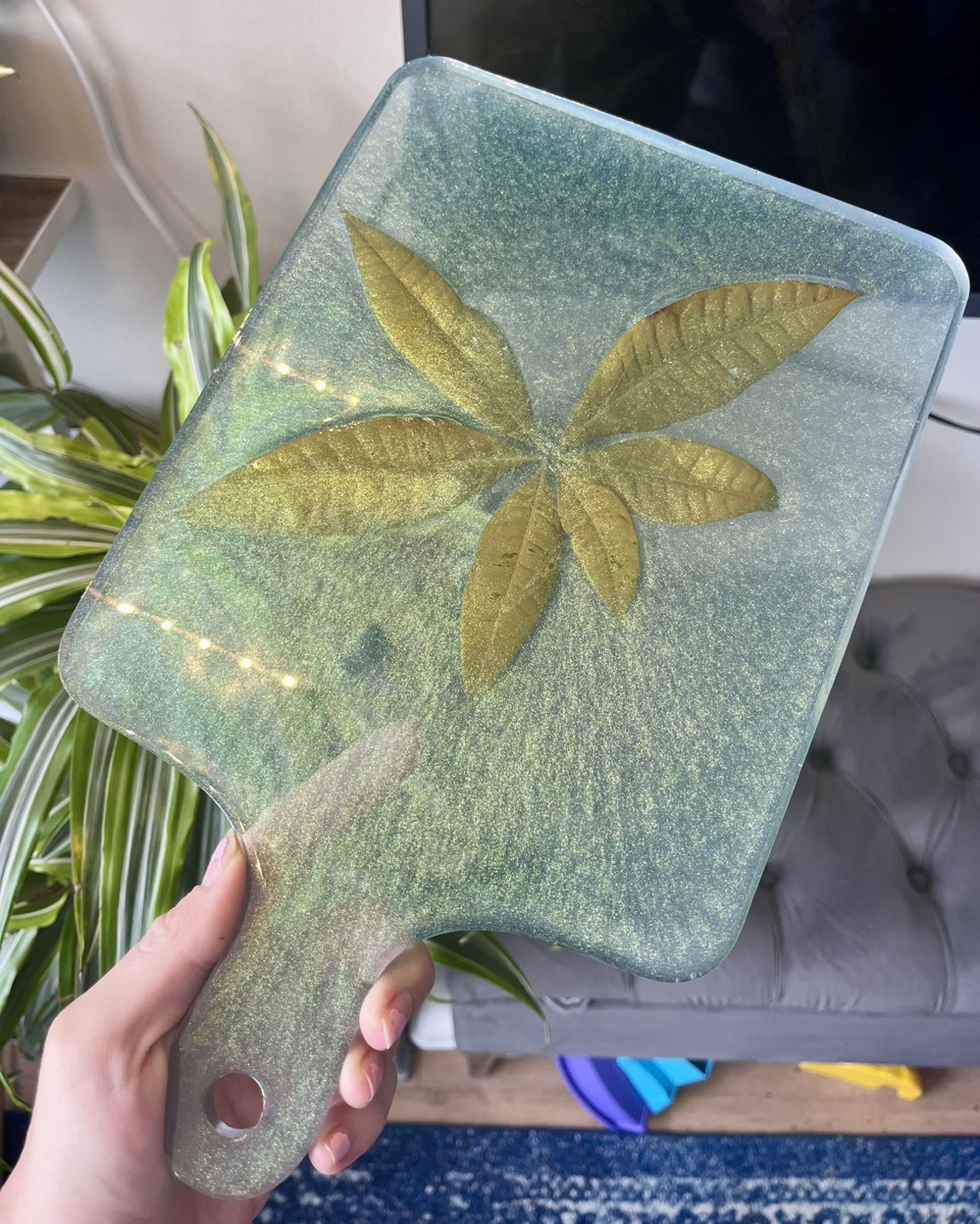 Resin Tray - Real Money Plant Leaf Inside thumbnail