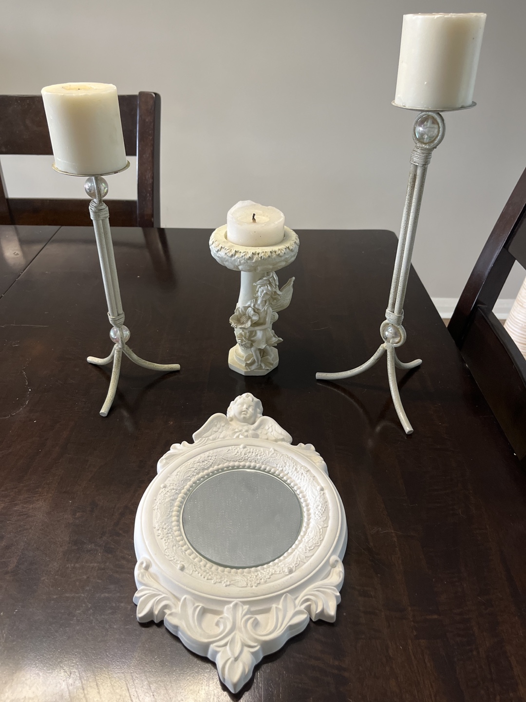 Candle holders and mirror