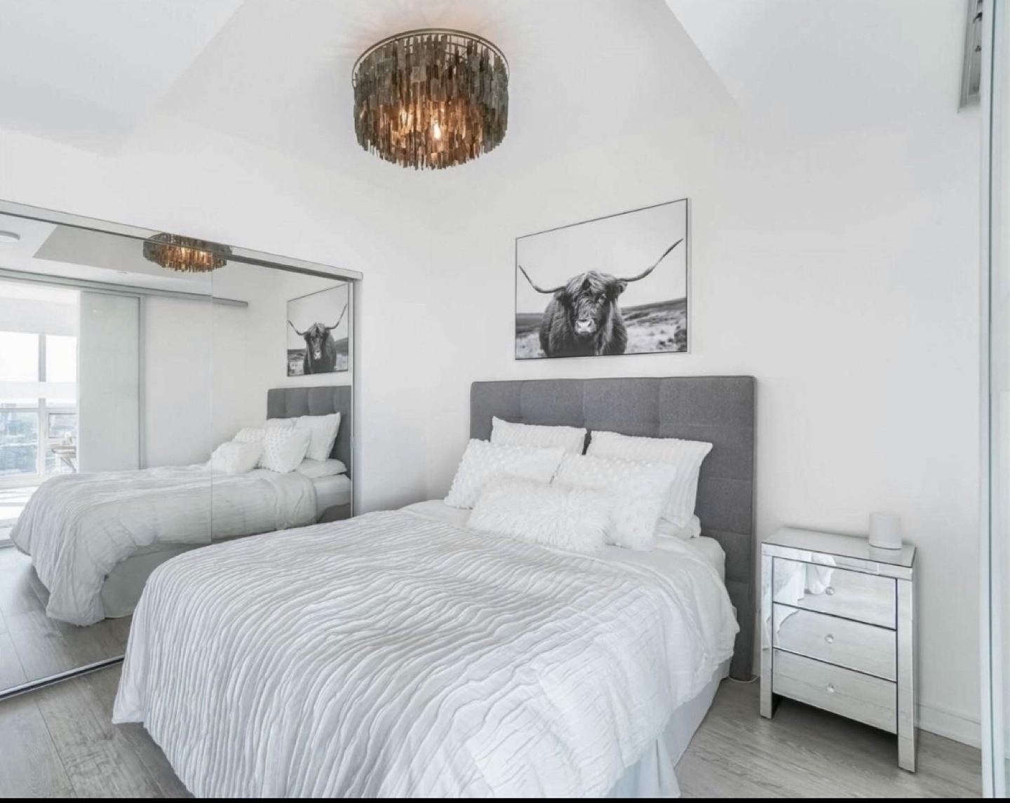 Queen platform bed and mattress