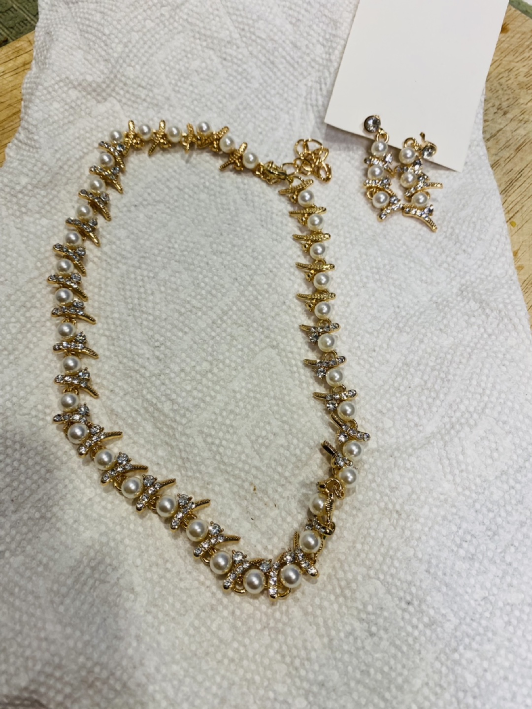 Pearl stone imitation ornaments and earrings - photo 2