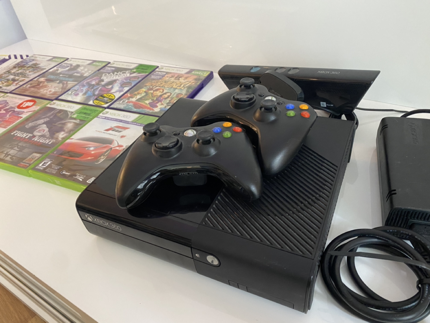 XBOX 360 with Kinect and 8 Games and 2 Controllers thumbnail