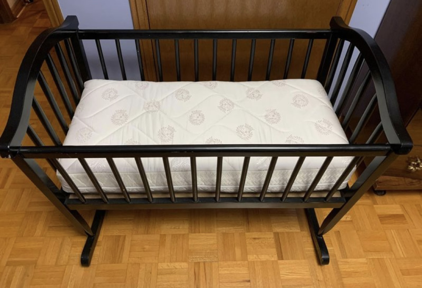 Rocking Wood Bassinet with Mattress and Play Arch - photo 3