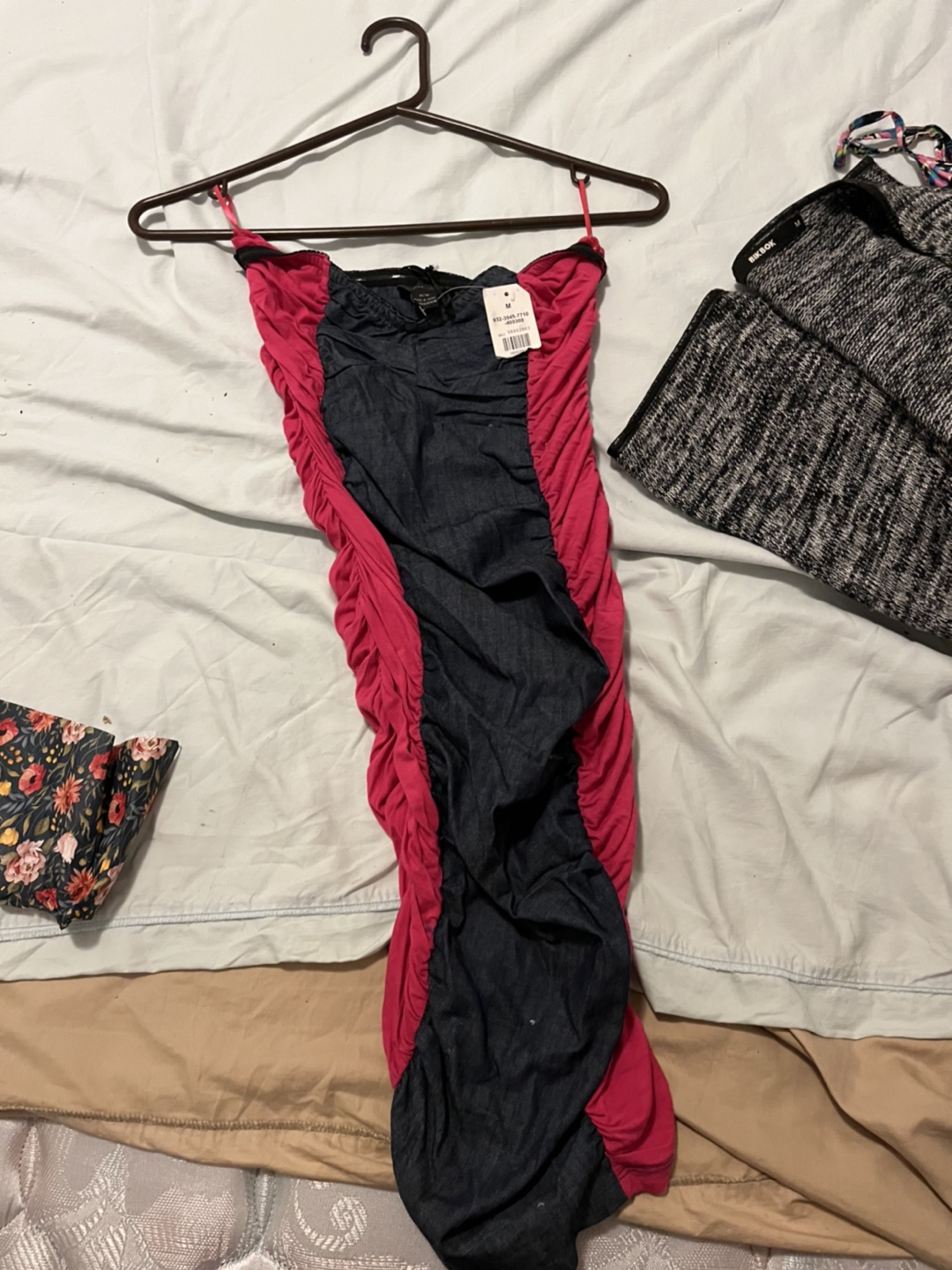 Brand by seduction, hot pink and denim style fabric thumbnail