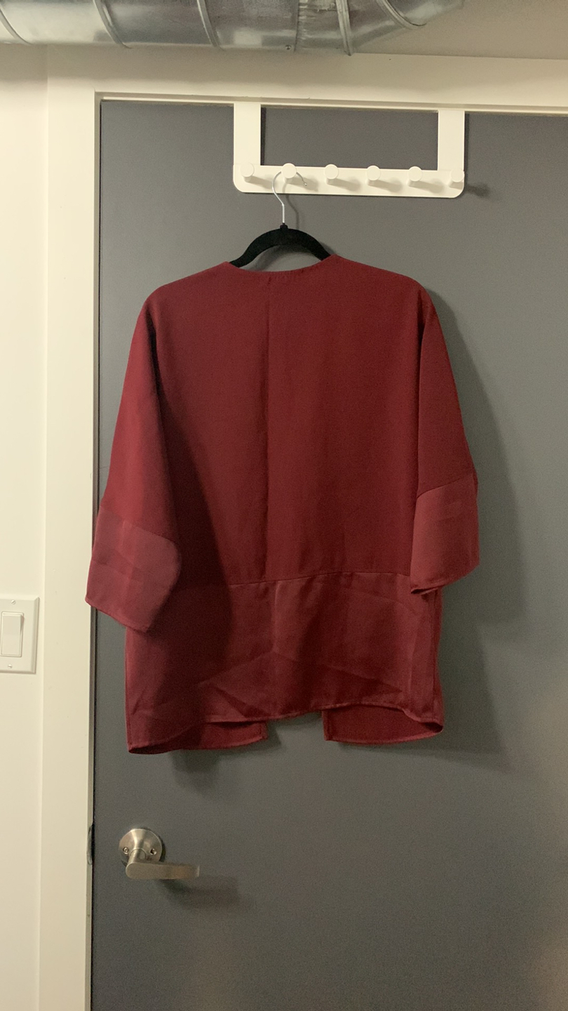 Forever 21 Contemporary kimono style maroon sweater image indicator(2)