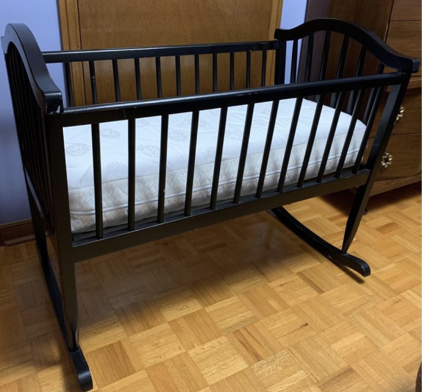 Rocking Wood Bassinet with Mattress and Play Arch - photo 2