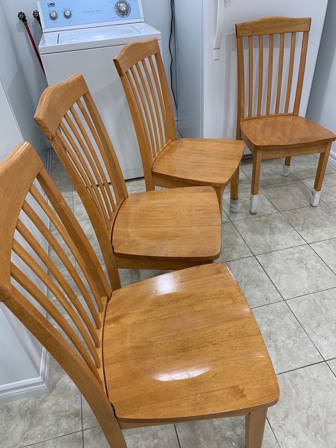 4 chairs in solid oak . $ 390