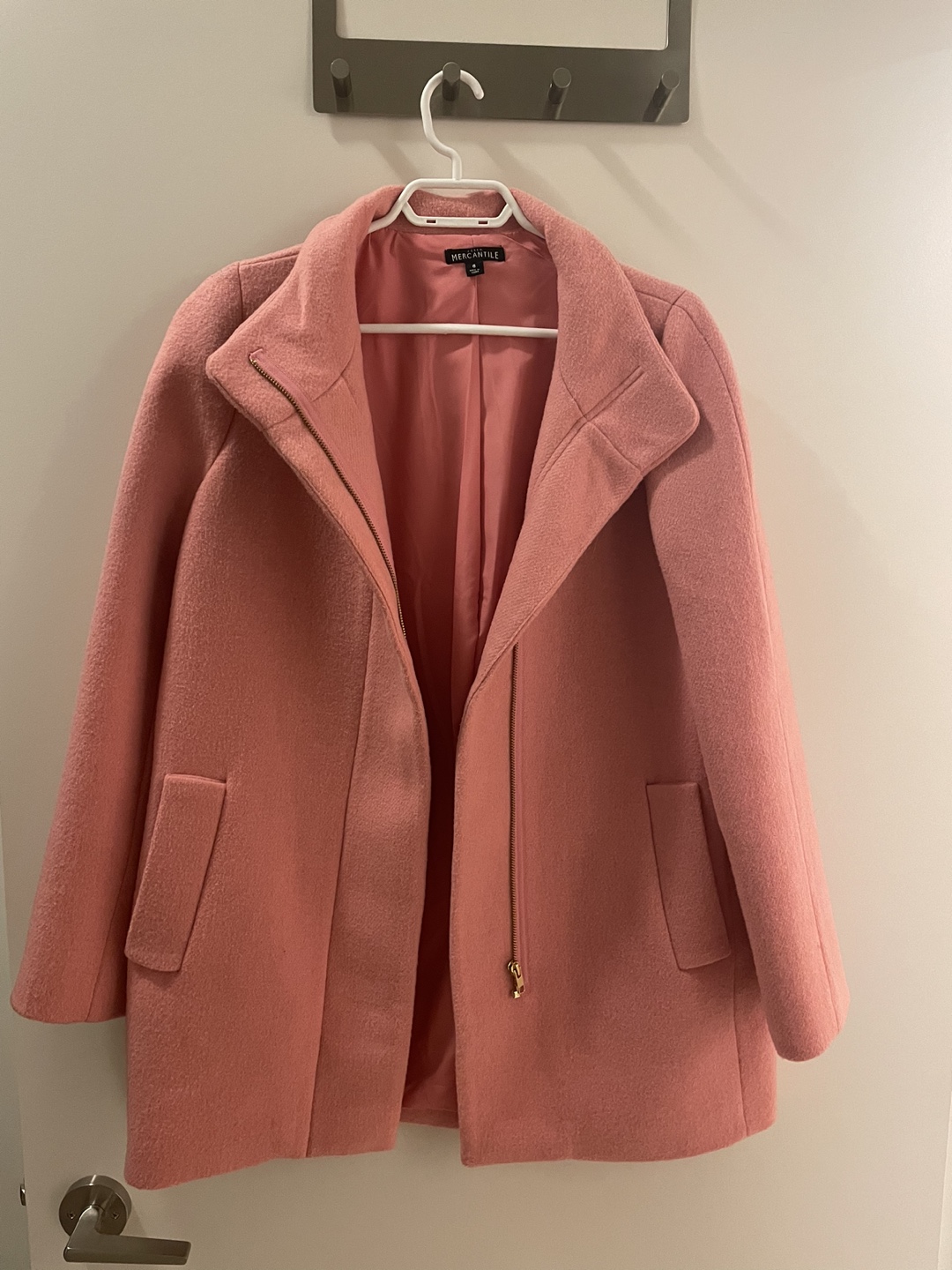 Pink J Crew Mercantile Coat