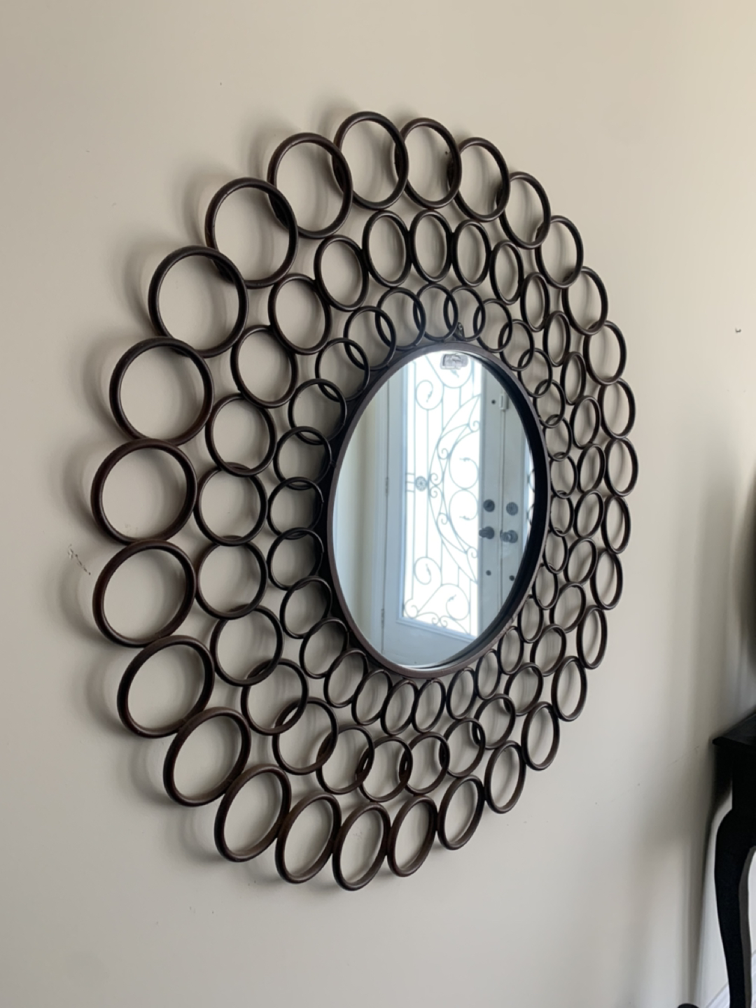 Round Brown Iron Modern Decorative Wall Mirror - photo 3